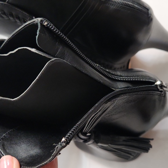 Coach Jessie Silky Nappa Black Leather Heeled Tassell Booties (W Size 10) - Picture 6 of 16
